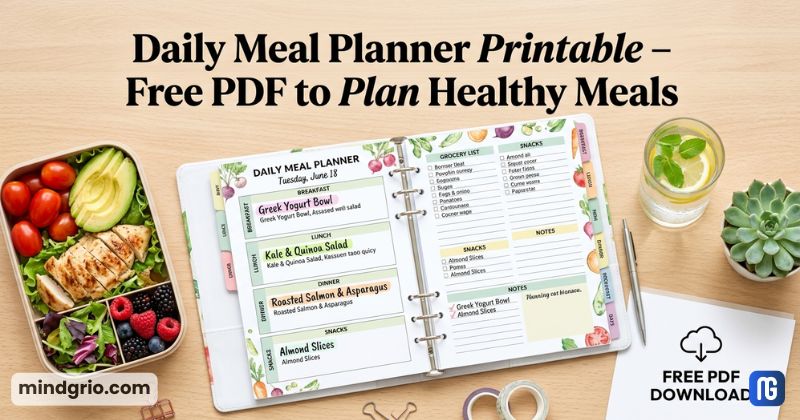 Daily Meal Planner Printable – Free PDF to Plan Healthy Meals